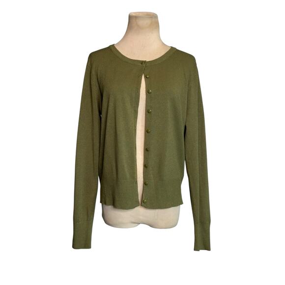 Green long sleeves button cardigan sweater size Large - Picture 11 of 12
